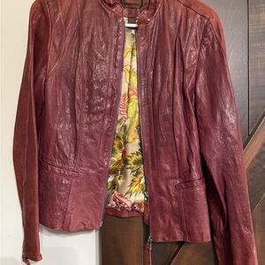 Danier Deep Red Leather Jacket